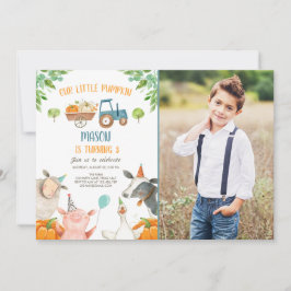 Pumpkin Farm Barnyard Fall Boy Party Geburtstag Einladung