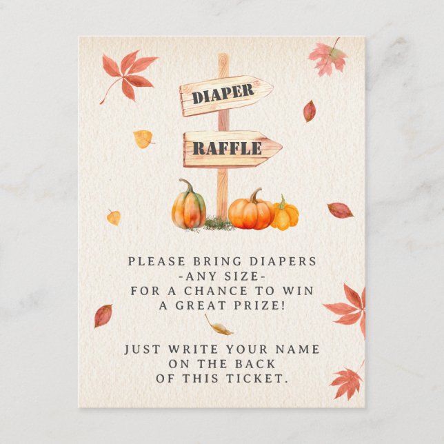 Pumpkin Farm Diaper Raffle Fall Babydusche Begleitkarte (Vorderseite)