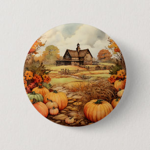 Pumpkin Farm Fall Harvest Erntedank Button
