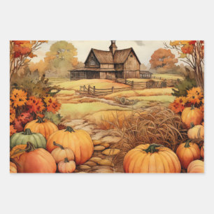 Pumpkin Farm Fall Harvest Erntedank Geschenkpapier Set