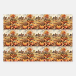 Pumpkin Farm Fall Harvest Erntedank Muster Geschenkpapier Set