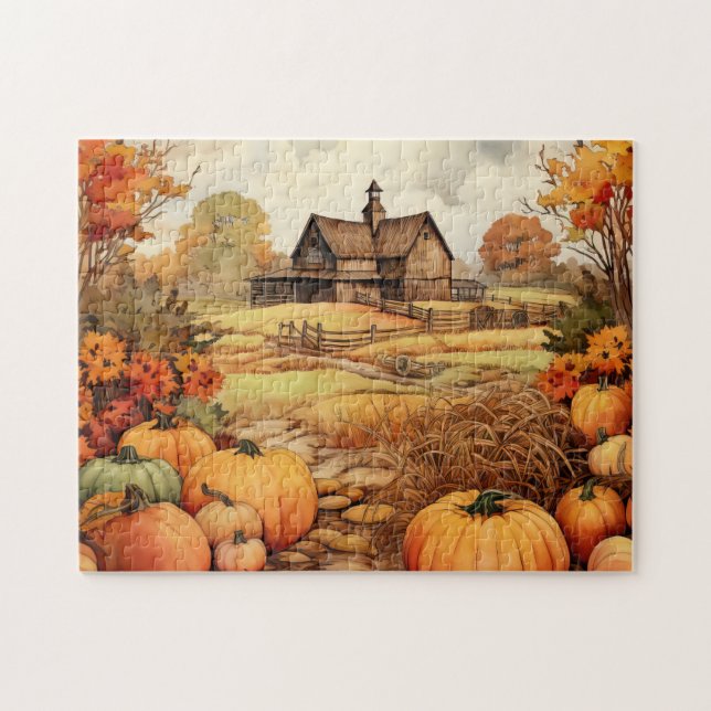 Pumpkin Farm Fall Harvest Erntedank Puzzle (Horizontal)