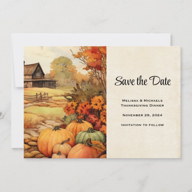 Pumpkin Farm Fall Harvest Erntedank Save The Date (Vorderseite)