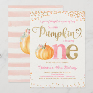 Pumpkin First Birthday Einladung