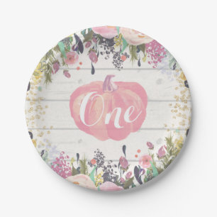 Pumpkin First Birthday Floral Gold Paper Teller