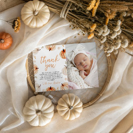 Pumpkin First Birthday Foto Vielen Dank Einladung