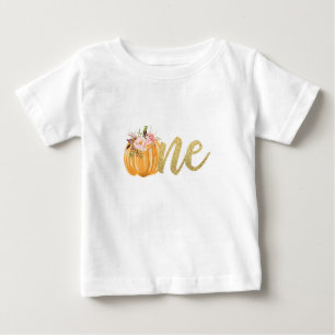 Pumpkin First Birthday ONE Shirt - Floral