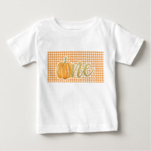 Pumpkin First Birthday ONE Shirt - Orange Kariert