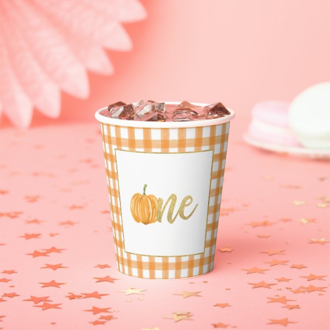 Pumpkin First Birthday Paper Cup - Boy Orange Pl Pappbecher (Insitu)