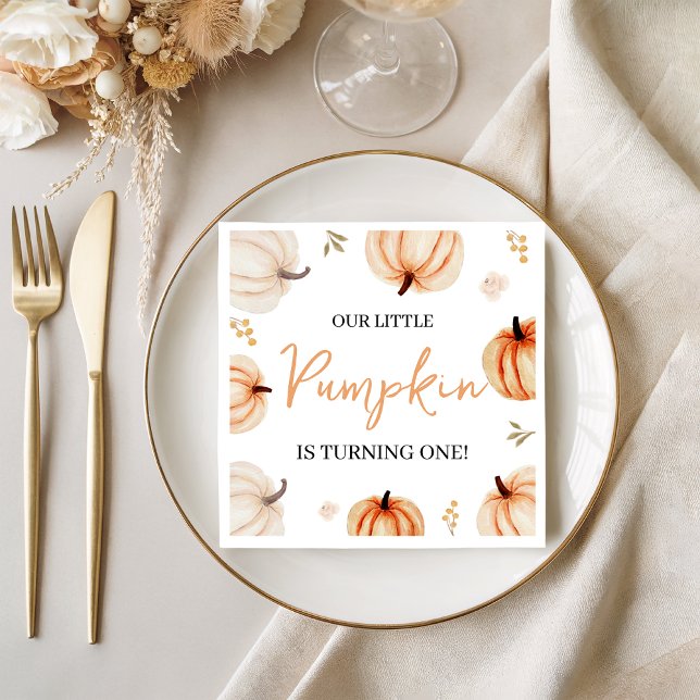 Pumpkin First Birthday Party Napkin Serviette (Von Creator hochgeladen)