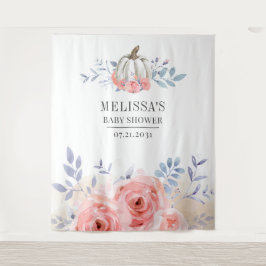 Pumpkin Floral Baby Dusche Rosa Rosen Hintergrund Wandteppich