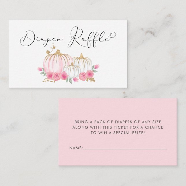 Pumpkin Floral Baby Duschmädchen Windel Raffle Begleitkarte (Vorne/Hinten)