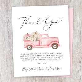 Pumpkin Floral Baby Girl Dusche Danke Karte