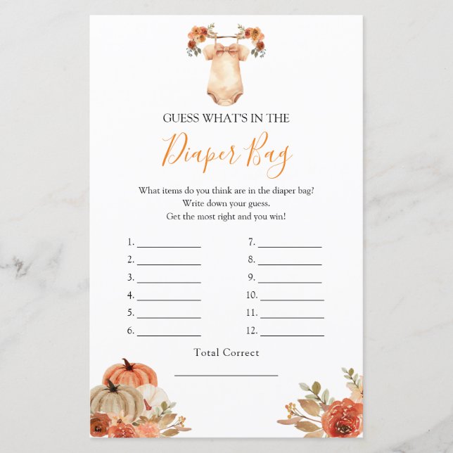 Pumpkin Floral Baby Kleidung Was ist in Windeln Be (Vorderseite)