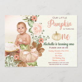 Pumpkin Floral Erster Geburtstag rustikale Einladu Einladung