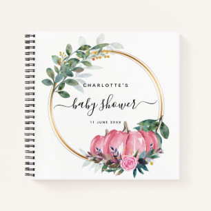 Pumpkin Floral Fall Pink Baby Showbook Notizbuch