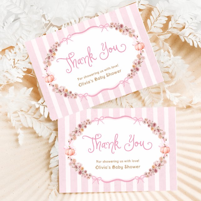 Pumpkin Floral Girl Baby Shower Thank You Card Dankeskarte (Von Creator hochgeladen)