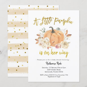Pumpkin Floral Girl Babydusche Einladung
