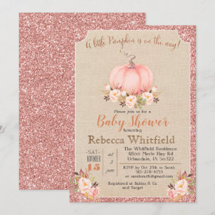 Pumpkin Floral Glitzer Kinderdusche Einladung
