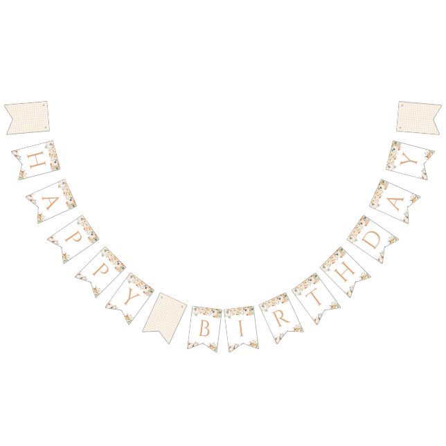 Pumpkin Floral Happy Birthday Banner (Alle)