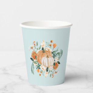 Pumpkin Floral Herbstfarben Blue, Pappbecher