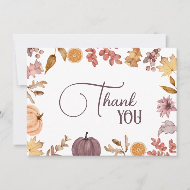 Pumpkin Floral, rustikale Dusche, Geburtstag Dankeskarte (Vorderseite)