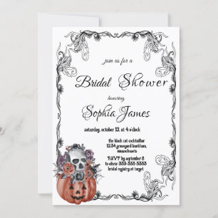 Pumpkin Floral Skull Hallowed Bridal Shower Einladung