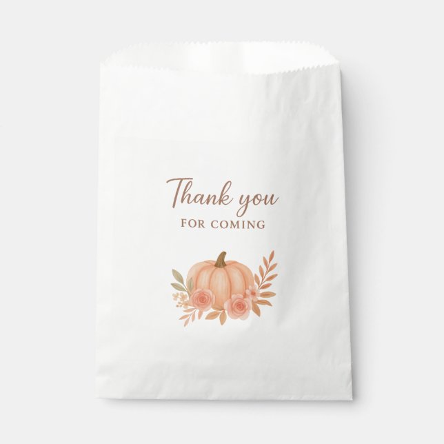 Pumpkin Floral Thank You For Coming Fall Favor Bag Geschenktütchen (Vorderseite)