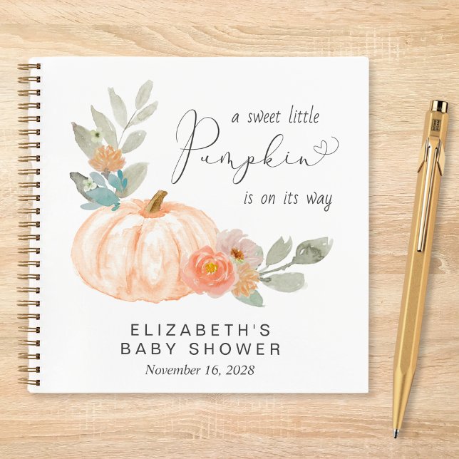 Pumpkin Floral Watercolor Baby Showbook Notizbuch (Von Creator hochgeladen)