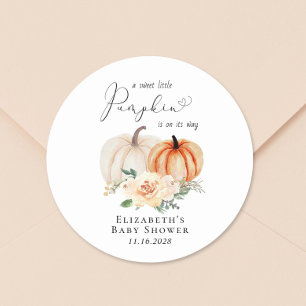 Pumpkin Floral Watercolor Babydusche Runder Aufkleber