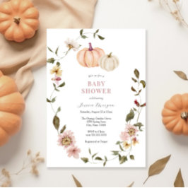 Pumpkin Floral Wreath Baby Dusche Einladung