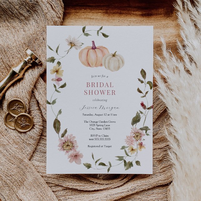 Pumpkin Floral Wreath Bridal Dusche Einladung (Von Creator hochgeladen)