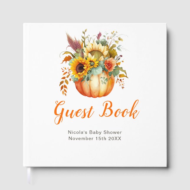 Pumpkin Flower Bouquet Baby Shower Gästebuch (Vorderseite)