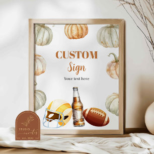 Pumpkin Footballs Couple Dusche Custom Sign Poster