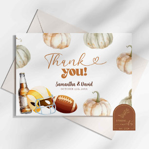 Pumpkin Footballs Couple Dusche Danke Karte