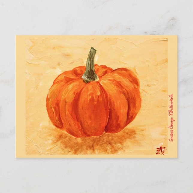 Pumpkin for Autumn, original art print Postcard Postkarte (Vorderseite)