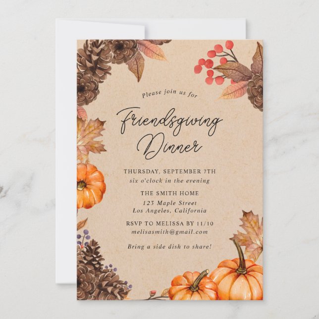 Pumpkin Friendsgiving Einladung (Vorderseite)