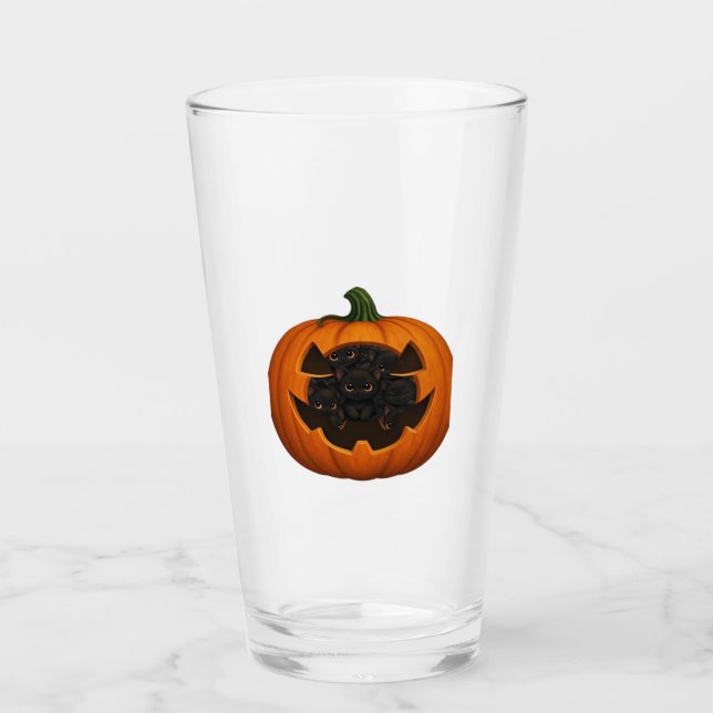 Pumpkin Full of Kittens - Cute Black Cat Halloween Glas (Vorderseite)