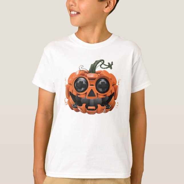 Pumpkin Gaming Controller Beängstigend Gamer Boy K T-Shirt (Vorderseite)