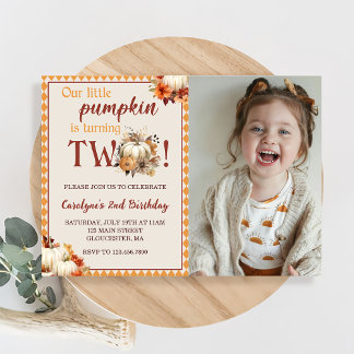 Pumpkin Geburtstag Unser kleiner Kürbis dreht zwei Einladung