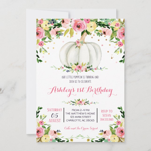 Pumpkin Geburtstagseinladung Herbst Geburtstag ein Einladung (Vorderseite)