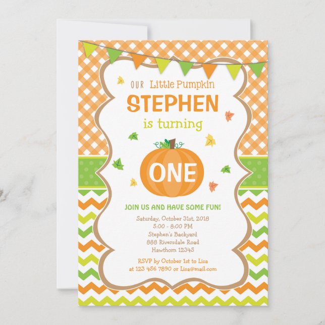Pumpkin Geburtstagseinladung / Pumpkin-Einladung Einladung (Vorderseite)
