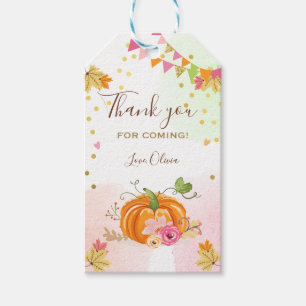 Pumpkin Gefallen Tags Herbst Herbstlaub Pink Flora Geschenkanhänger
