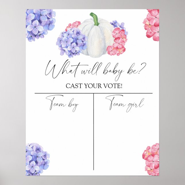 Pumpkin Gender enthüllt Boy oder Girl Chart Poster (Vorne)