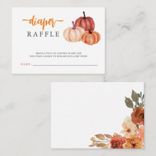 Pumpkin Gender Neutral Baby Duwer Diaper Raffle Begleitkarte