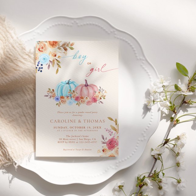 Pumpkin Gender offenbaren Blue Pink Einladung (Von Creator hochgeladen)