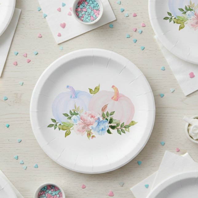 Pumpkin Gender offenbart rosa blauen Herbst Pappteller (Von Creator hochgeladen)