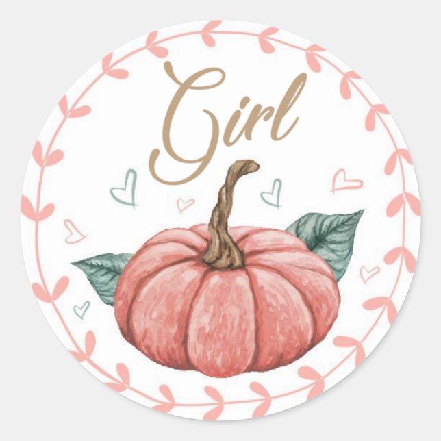 Pumpkin Gender Team Girl Reveal Stickers  (Vorderseite)