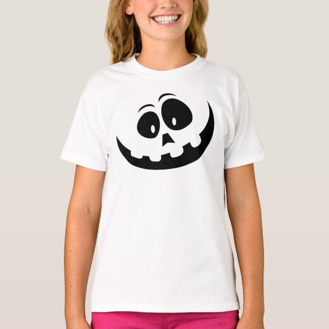 Pumpkin-Gesicht bestickt T-Shirt (Vorderseite)