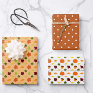 Pumpkin Gewürz 3 Koordiniert Herbst Herbst Geburts Geschenkpapier Set